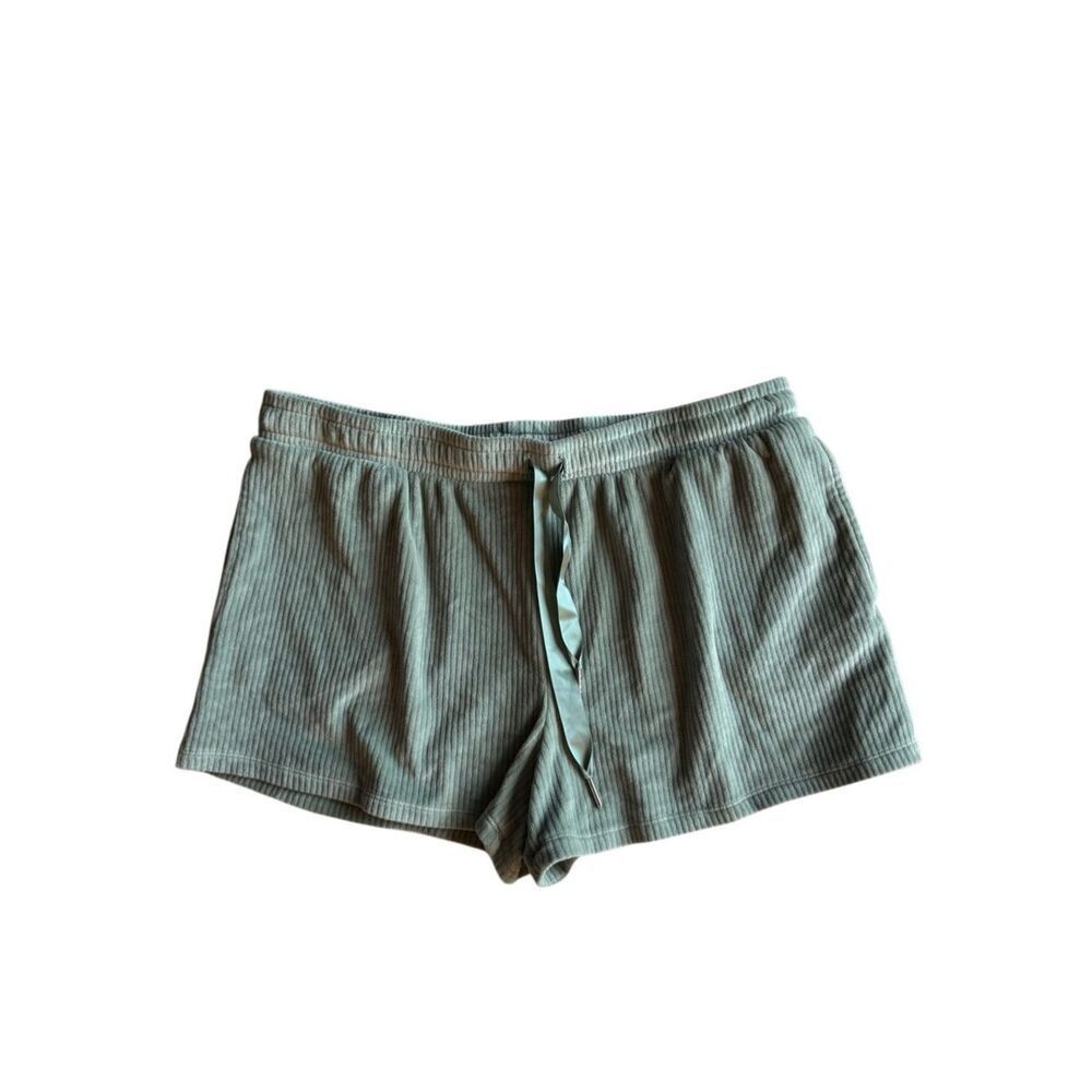 Jaclyn Intimates Women's Velour Ribbed Lounge Wear Shorts in Green Size Large
